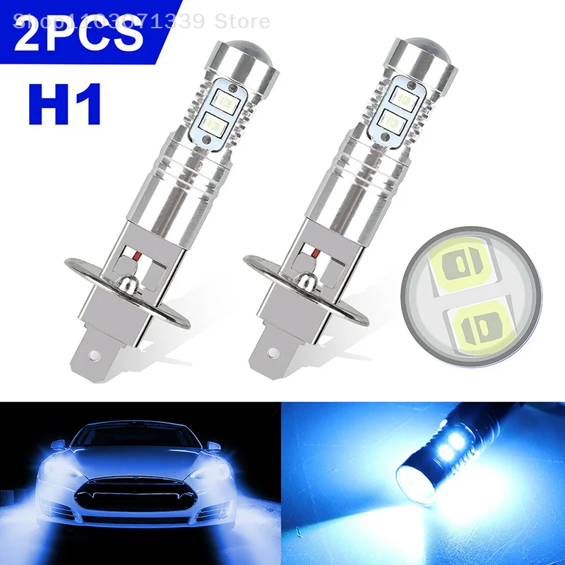 2Pcs H1 LED Auto Headlight Bulbs 8000K 100W Ice Blue Super Bright Car Fog Lights