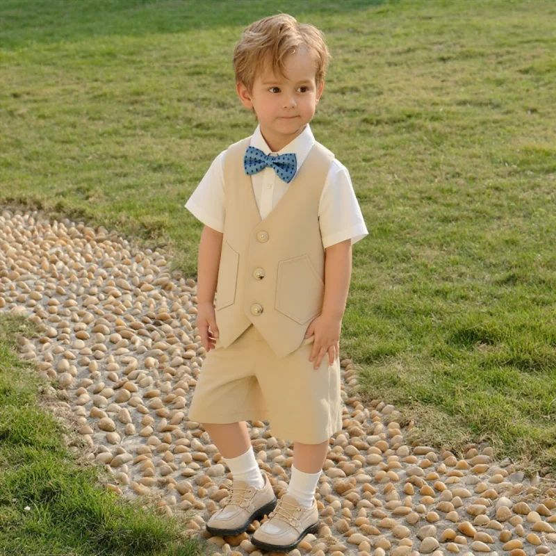 

Наряд для фотосъемки на день рождения маленького ребенка, детский жилет, шорты, галстук-бабочка, костюм из 3 предметов для выпускной церемонии