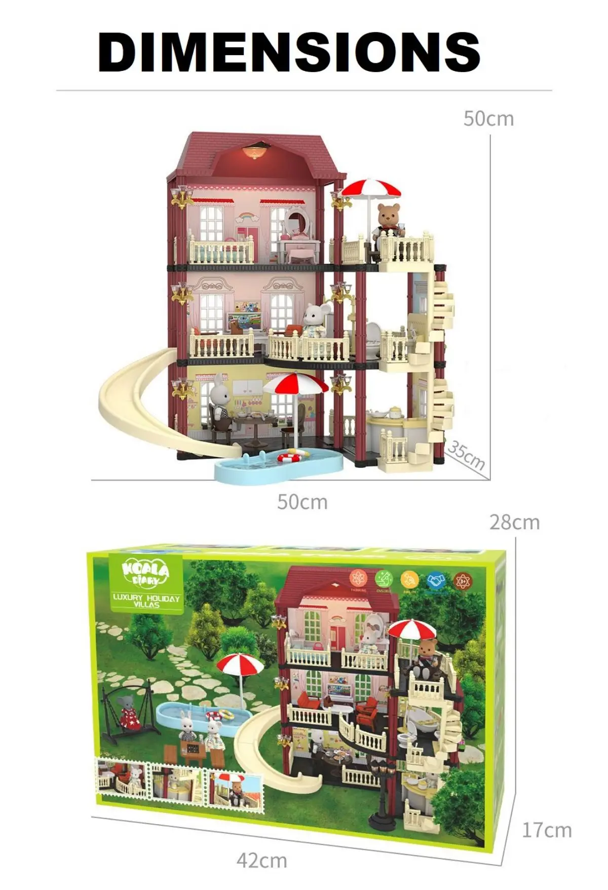 子供のための城のミニチュアドールハウス、家具のシミュレーションおもちゃ、クリスマスの装飾ギフト、2023