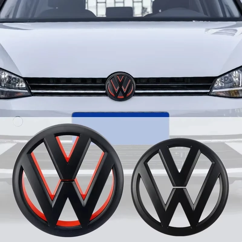 2Pcs Volkswagen Replacement 135mm Front Grill Emblem and 110mm Rear Trunk Lid Car Badge for  Golf MK6 2009 2010 2011 2012