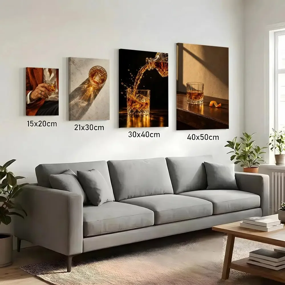 Whiskey Glass Modern Chic Framed Wall Painting HD Canvas Print Poster Wall Art | Optional Frame | Modern Hallway Decor