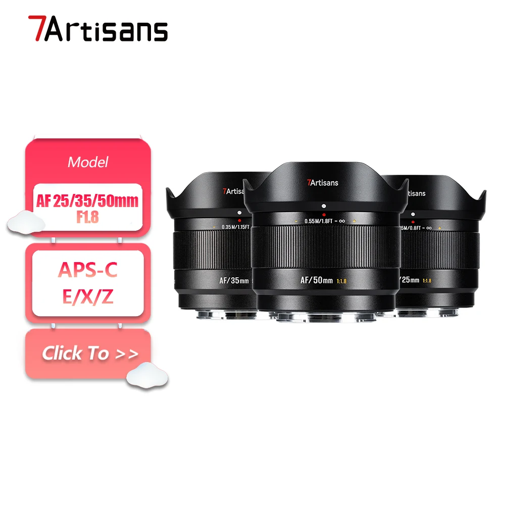

7artisans APS-C 25mm 35mm 50mm F1.8 Large Aperture Prime Mirrorless Camera Lens for Humanities Photography with E FX Z-mount