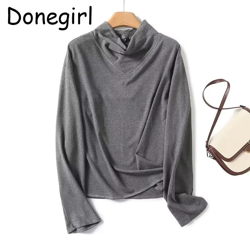 

Donegirl Women 2024 New Autumn Fashion High Collar Pullovers Solid Knitted Sweater Versatile Simple Jumper Female Tops Chic