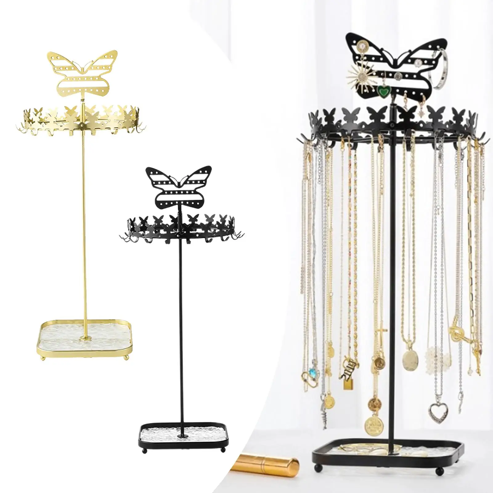 Rotating Jewelry Holder, Jewelry Display Rack, Necklace, Earring Storage Shelf,