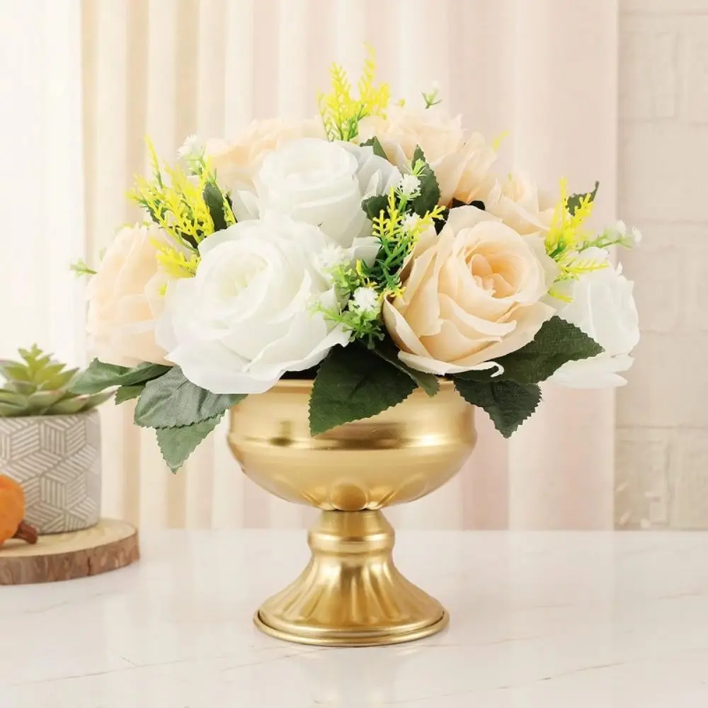 Centrepieces Retro Flower Vase High-footed Elegant Urn-shaped Vase Luxury Metal Flower Pots Table Decorations