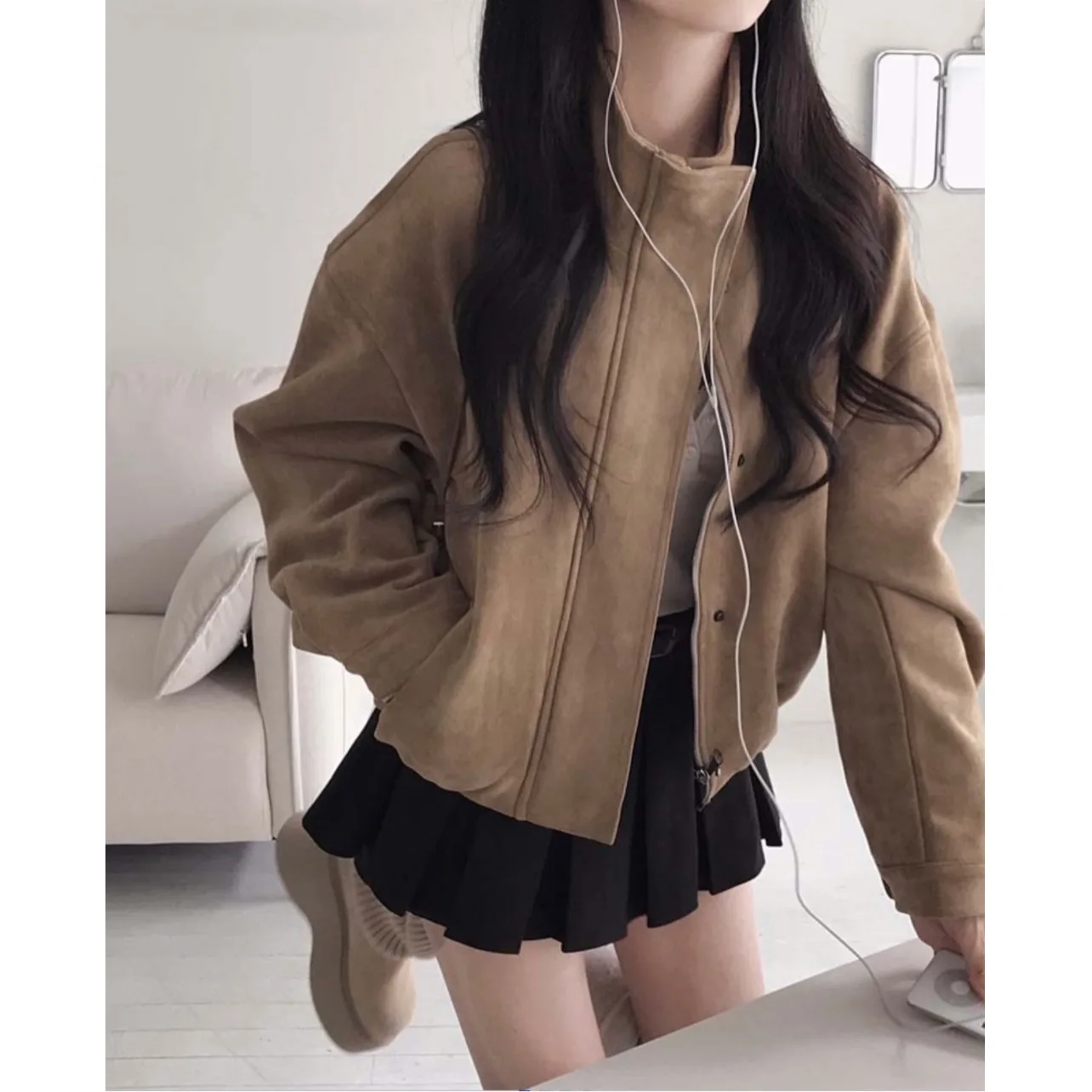 Retro Chic Autumn Winter Women's Jacket Coat Short Top Korean Style Inner Wear Regular Fit Other Material Outerwear