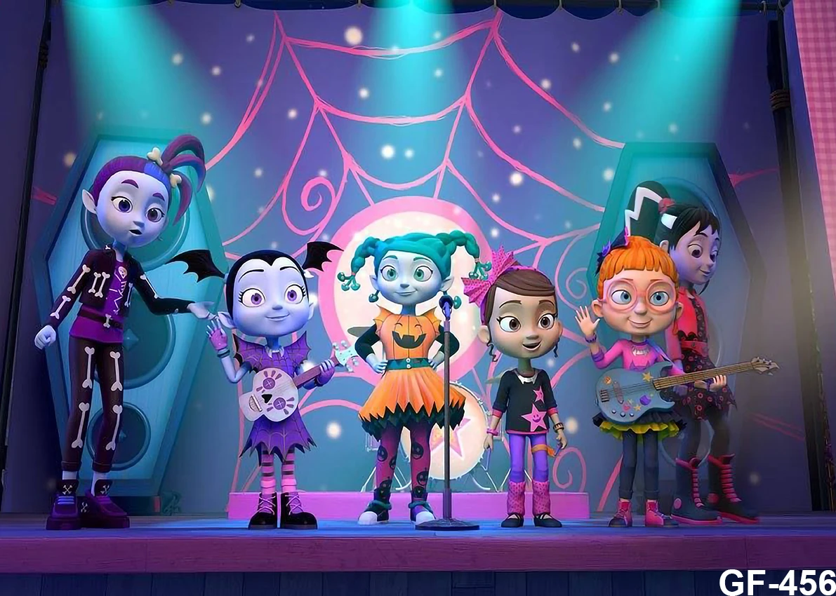 الكرتون Vampirina صورة خلفية الفتيات عيد ميلاد الأسنان فتاة هالوين الحفل حفلة التصوير خلفية ديكور الدعائم