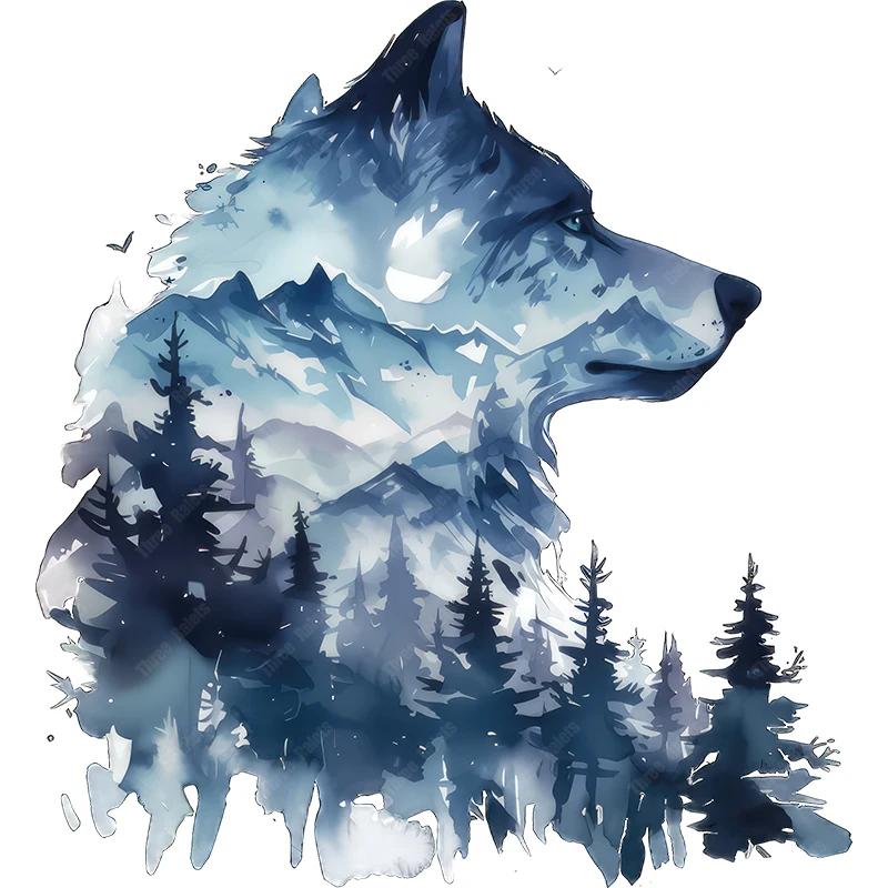 ملصقات حائط للديكور المنزلي ، ثلاث راتل ، رأس ذئب ، فن جبلي ، ملصقات حائط حيوانات #6