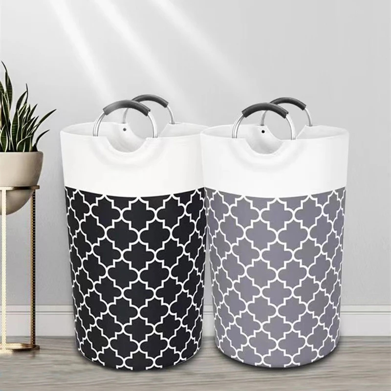 82L Large Capacity Collapsible Laundry Basket Hamper With Handles Waterproof Cotton Linen For Clothes Toy Home Storage Basket