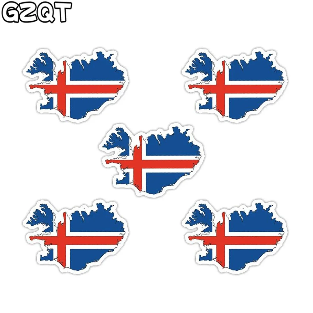 5 PCS Iceland Flag Sticker Countries Map Travel Stickers for Laptop Luggage Suitcase Motor Car Bike Scrapbooking Decals Kids Toy