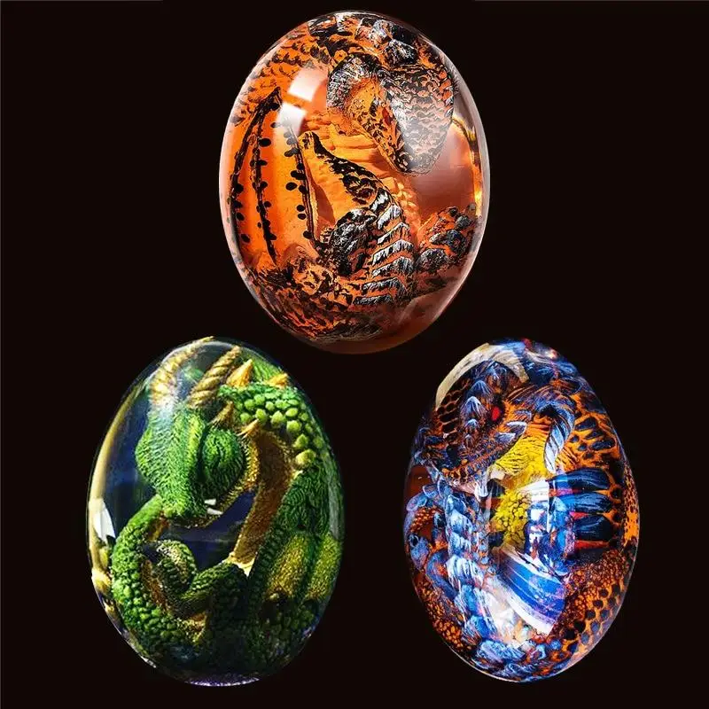 1 Item Lava Dragon Egg Statue Flying Dragon Glowing Crystal Ball Cartoon Doll Toy Ornaments Children\'s Gifts Dragon Collector