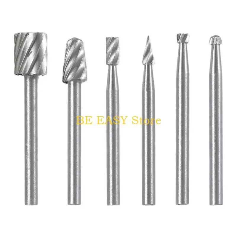 E28F 6pcs HSS Routing Router Grinding Bits Bit untuk Alat Rotary Untuk Mini Baru
