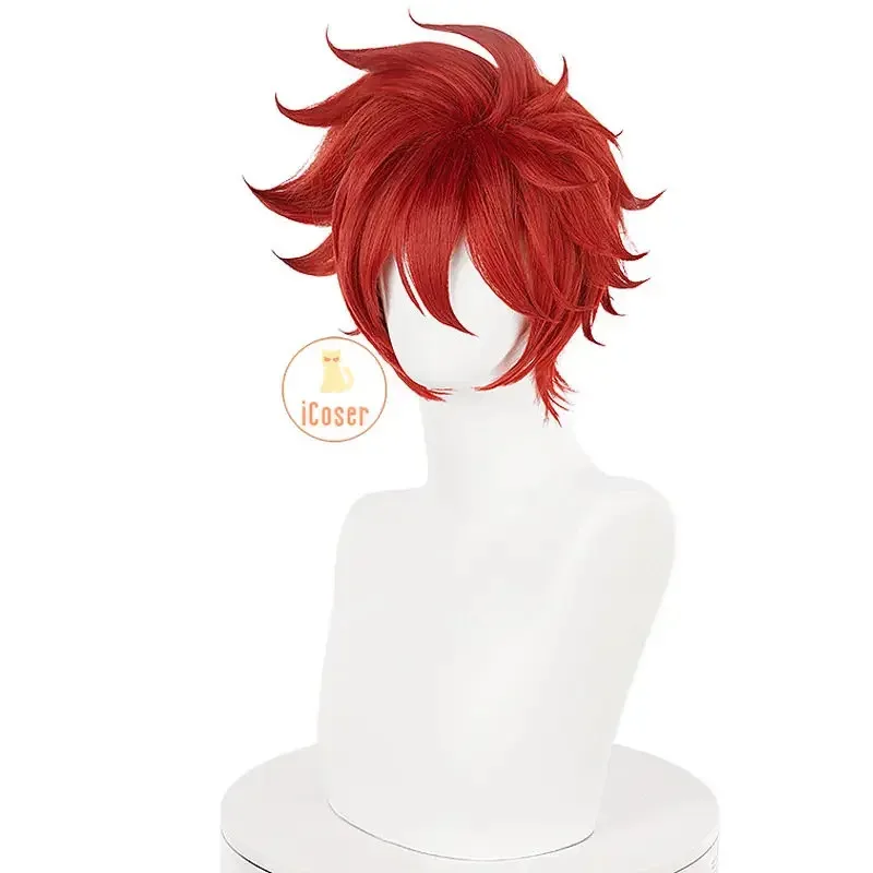 

aaa12 3Dot Barrett Косплей Парик Аниме Mashle Magic and Muscles Красные Короткие Татуировки Наклейки Термостойкое Волокно Аксессуар Для Волос