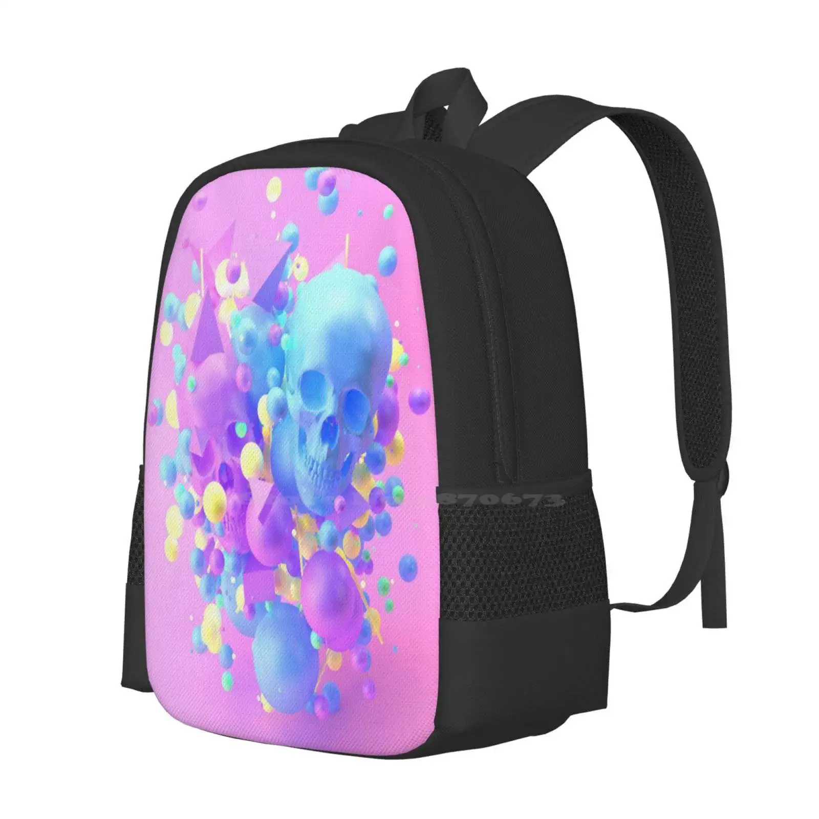 Side B School Bags Travel Laptop Backpack Acid Trippy Psychedelic Colorful Digitalart Fluid Acrylic Modernart Artistic Glitch