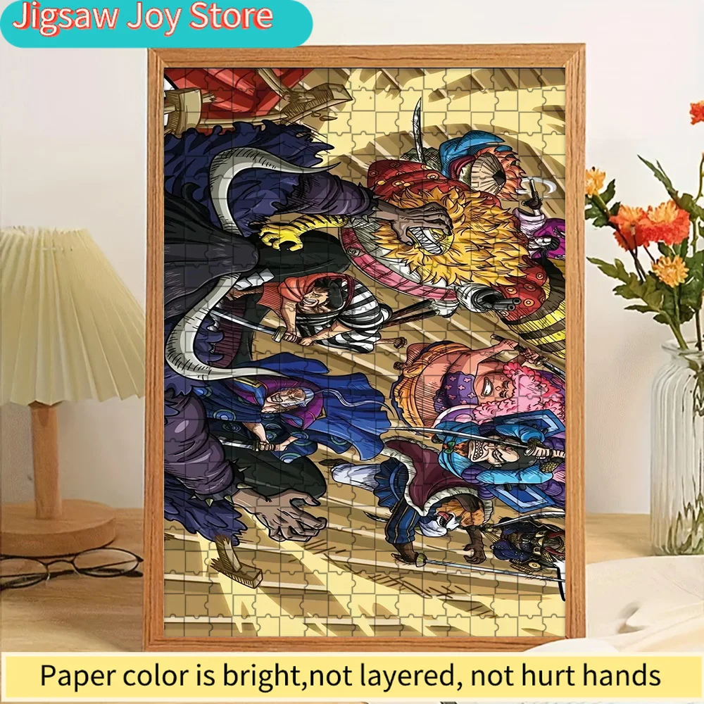 

One Piece Yonko & Wano Country Samurai Collage Kaido Luffy Big Mom Art Paper Jigsaw Puzzle, Anime Intense Onigashima Battle Vibe