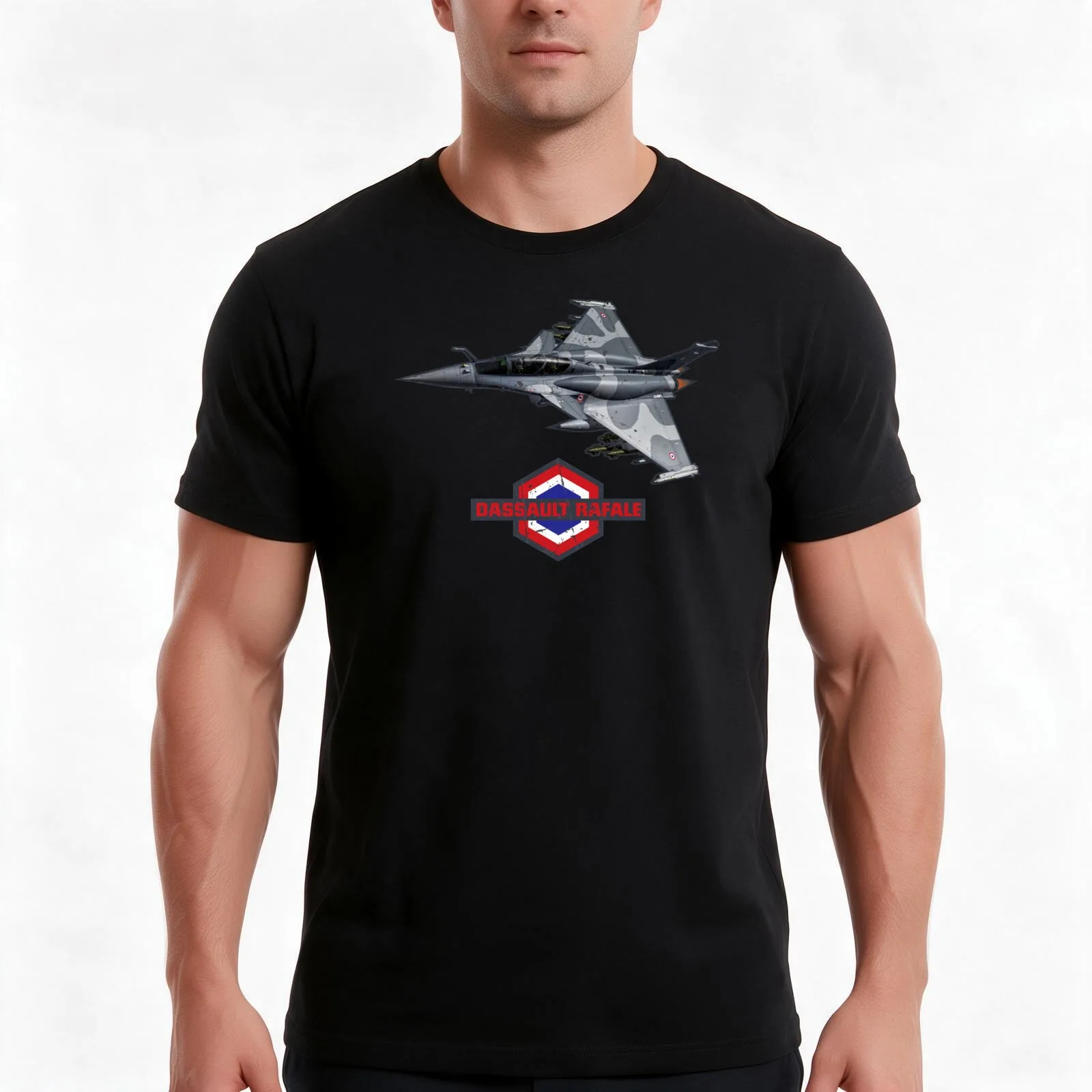 Dassault Rafale French Fighter Plane T-Shirt, Summer Casual Cotton Tee, Oversized Streetwear Tops, Vintage Graphic Print