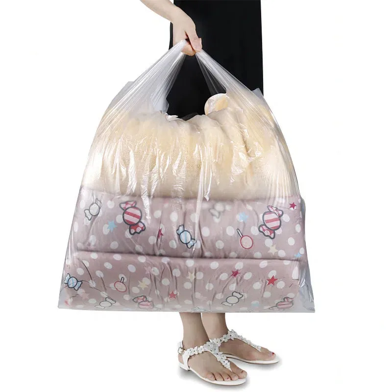 Transparent Large Size Hand Plastic Bag Household Clothes Quilt Dustproof Storage Bag Thickened White Moving Luggage Packing Bag