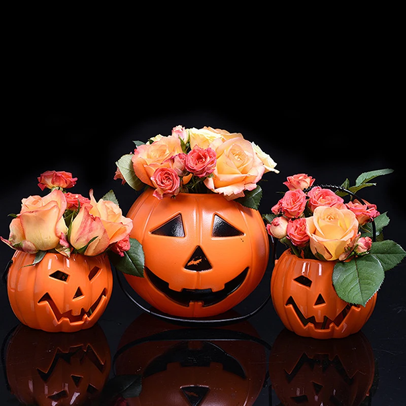 1PC Pumpkin Bucket Halloween Candy Trick Or Treat Buckets Holder Pail Mini Basket Halloween Gift Home Decoration Props