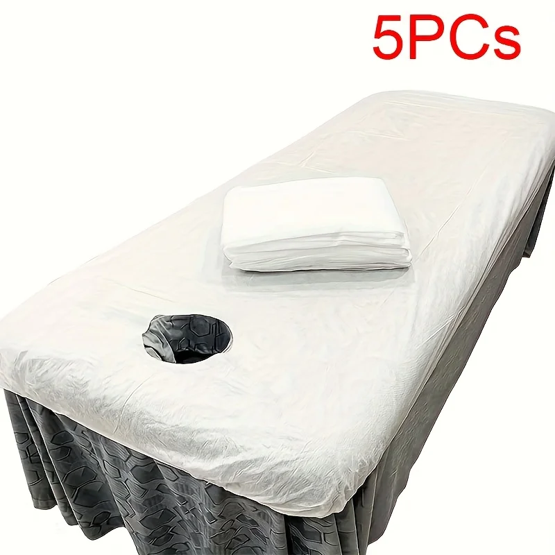 

5pcs disposable bed Fitted Sheet, beauty salon bed Fitted Sheet, perforated massage bed covers with elastic bands, non-woven