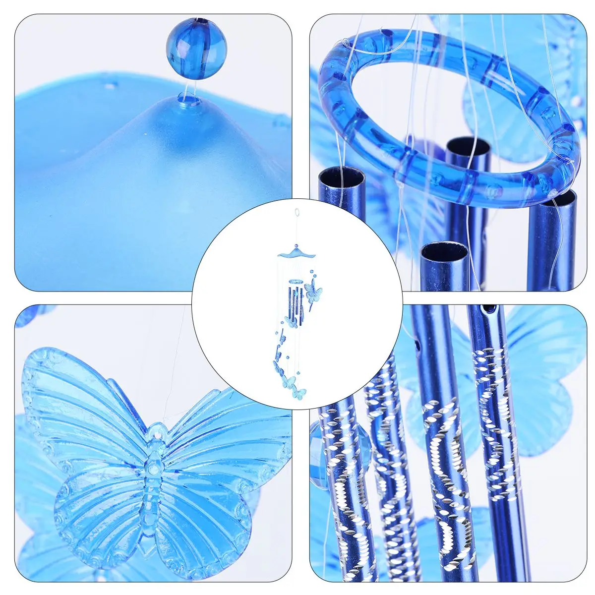 

Butterfly Wind Pendant Outdoor Decor Crafts Courtyard Adornment Eco Friendly Wind Bell Pendant Plastic Metal Gifts
