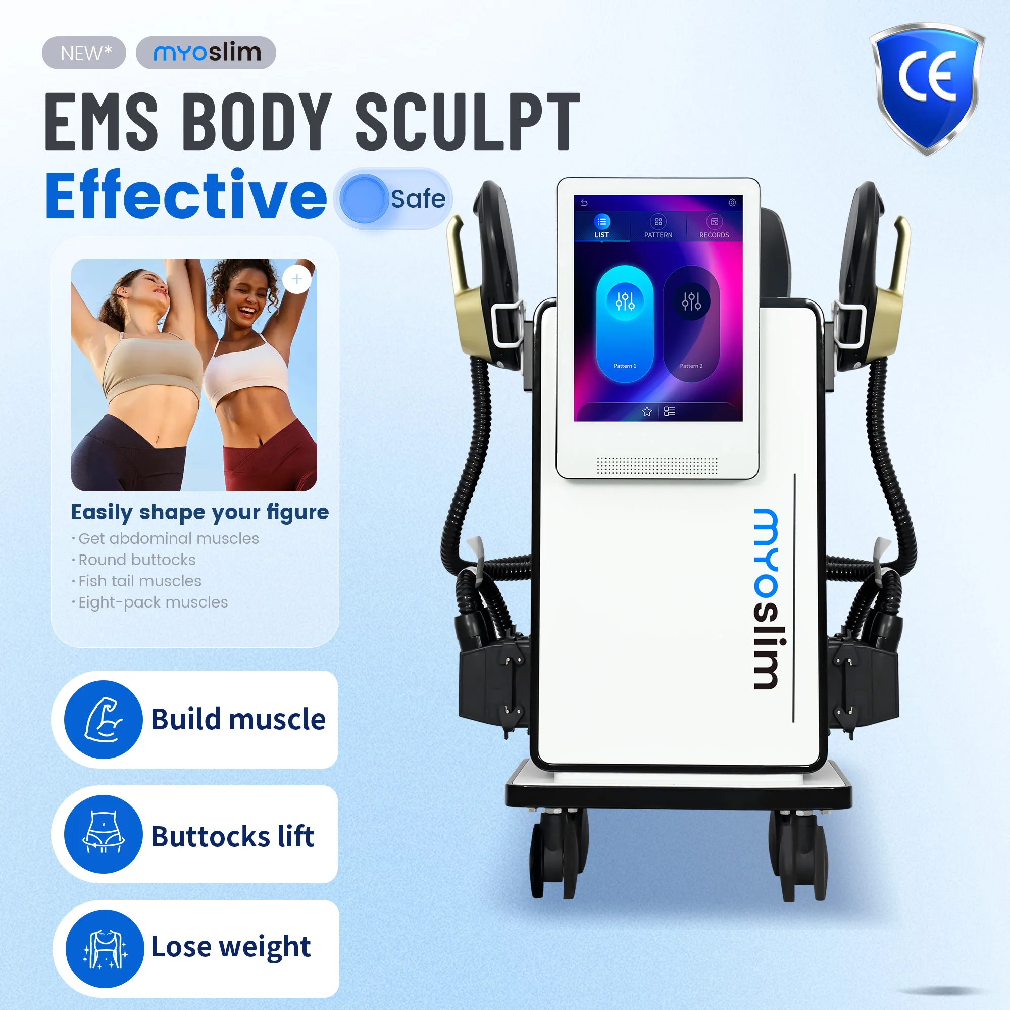 

Professional Pro Ultra Body Sculpt Machine Neo HI-EMT Electromagnetic Slimming EMS rf Muscle Stimulation 5 In 1 for Sale
