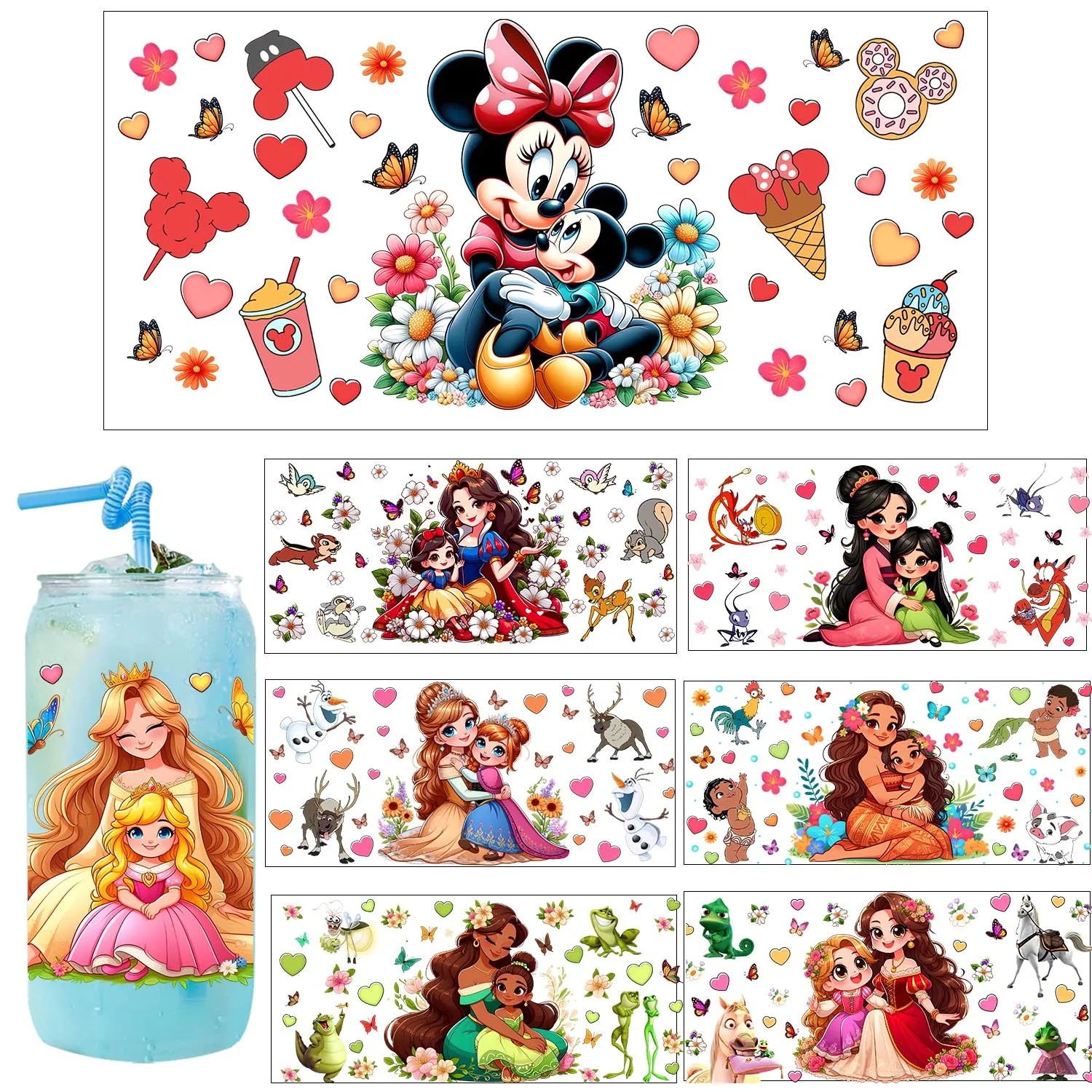 

Best Mom Princess and kids easy peel waterproof Party DIY Decals 3D transfers uvdtf tumbler seal stickers 16oz uv dtf cup wraps
