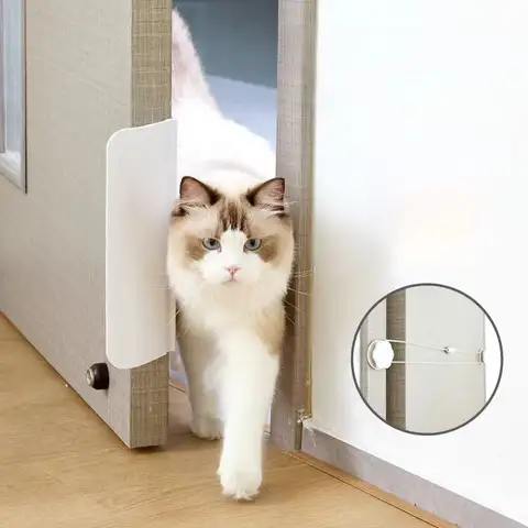 새로운 자동 애완 동물 도어 오프너 탄성 코드 고양이 항목 출입구 도어 클로저 펀치없는 자동 도어 클로저 오픈 도어 구멍