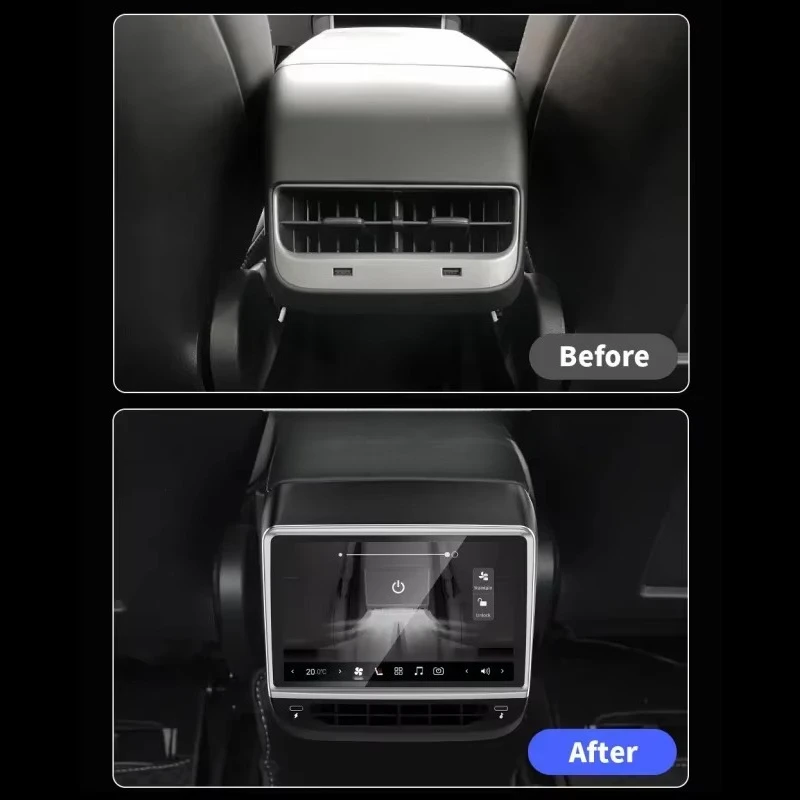 7'' Android Multimedia Screen Carplay Car Rear Seat Entertainment Player for  Model 3 or Model Y Rear Air Conditioner Panel