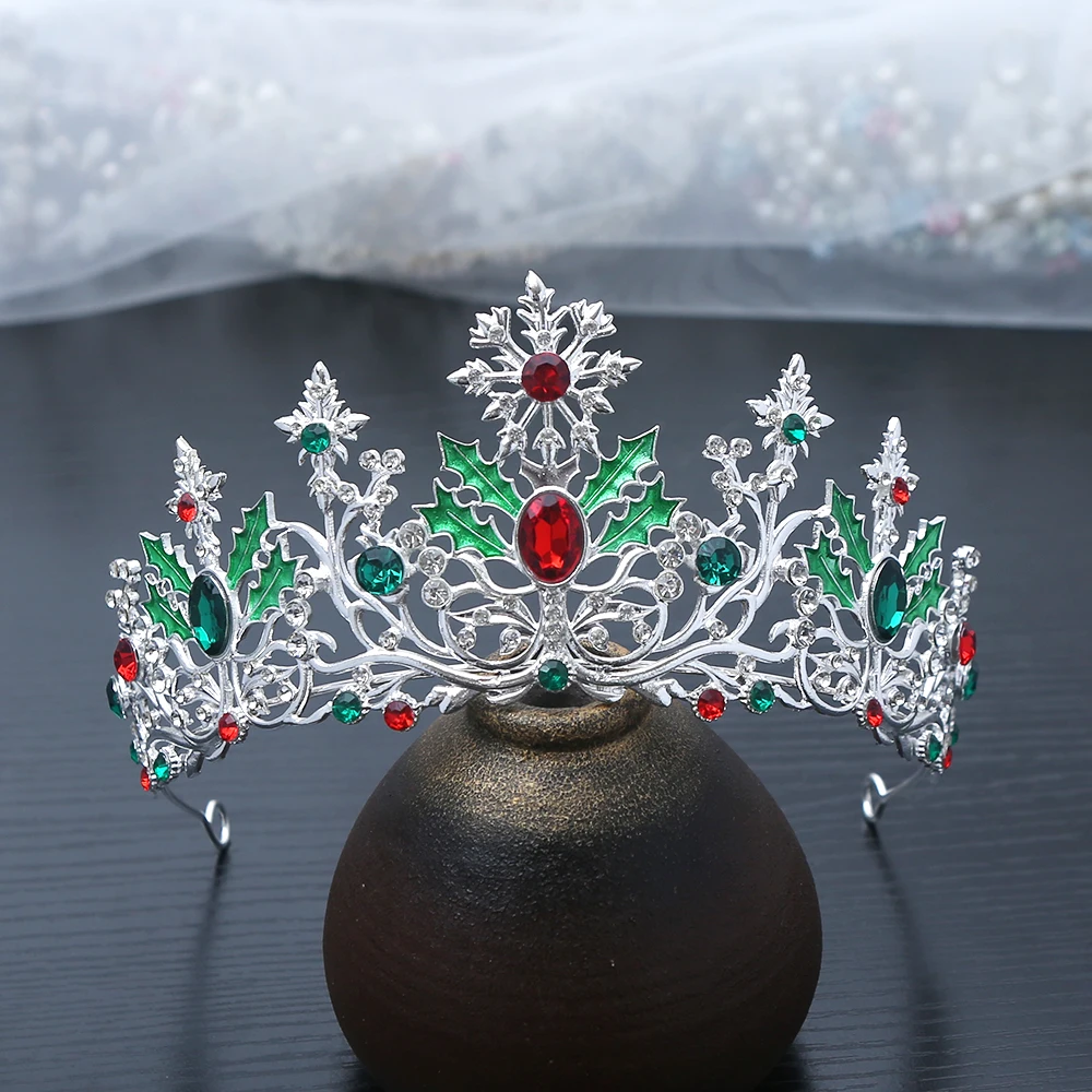 

1 шт. модная рождественская тиара со снежинками, корона для волос, холли, драгоценные камни, сложный праздничный дизайн, идеальные праздничные вечеринки, косплей