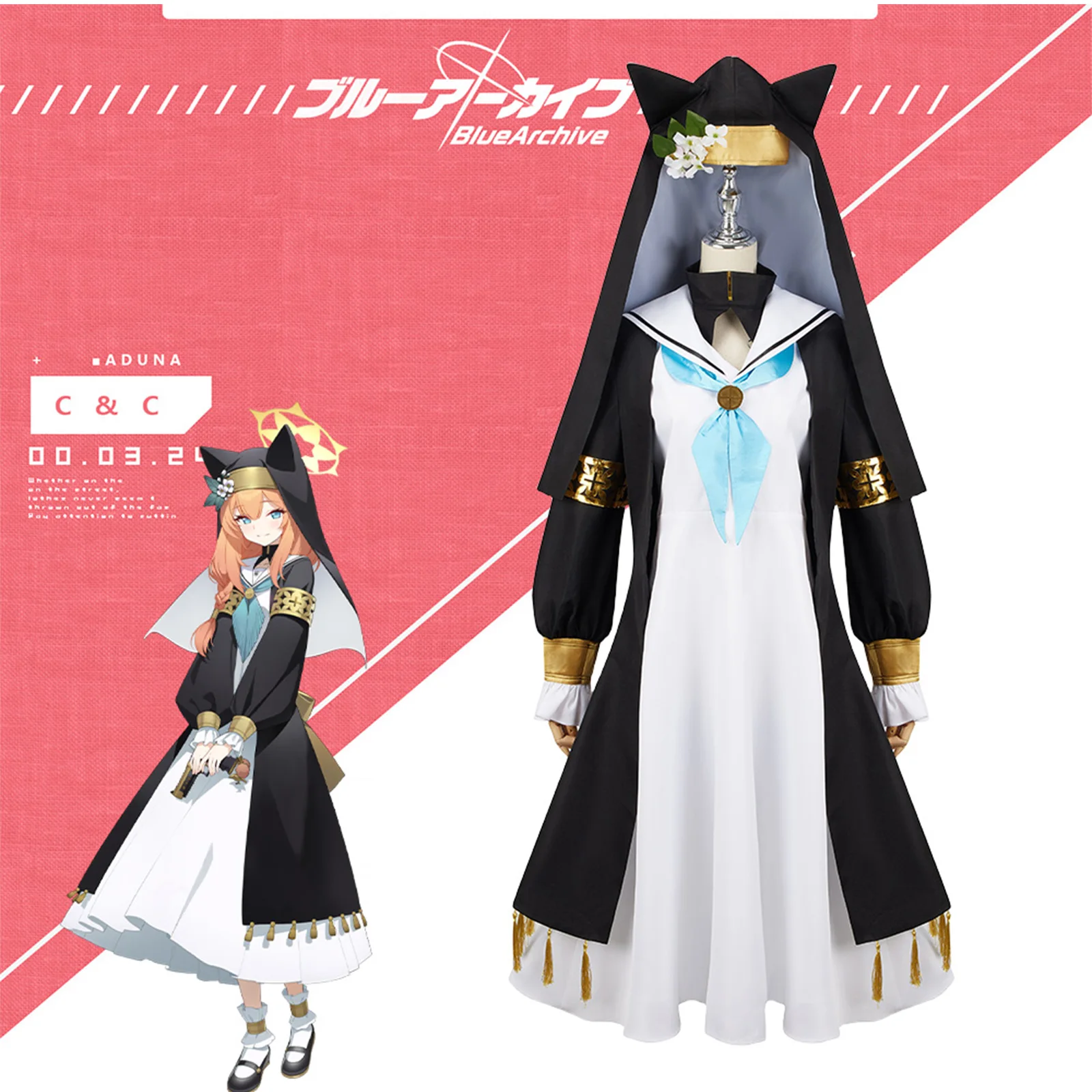 Gioco Blue Archive Iochi Mari Cosplay Costume parrucche cappotto vestito vestito con cappello costumi di Halloween per le donne vestito uniforme