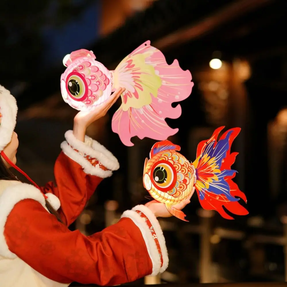 

Goldfish Goldfish Lantern Glowing Handmade Mid-Autumn Festival Lantern DIY Paper Blessings Chinese Glowing Lantern New Year