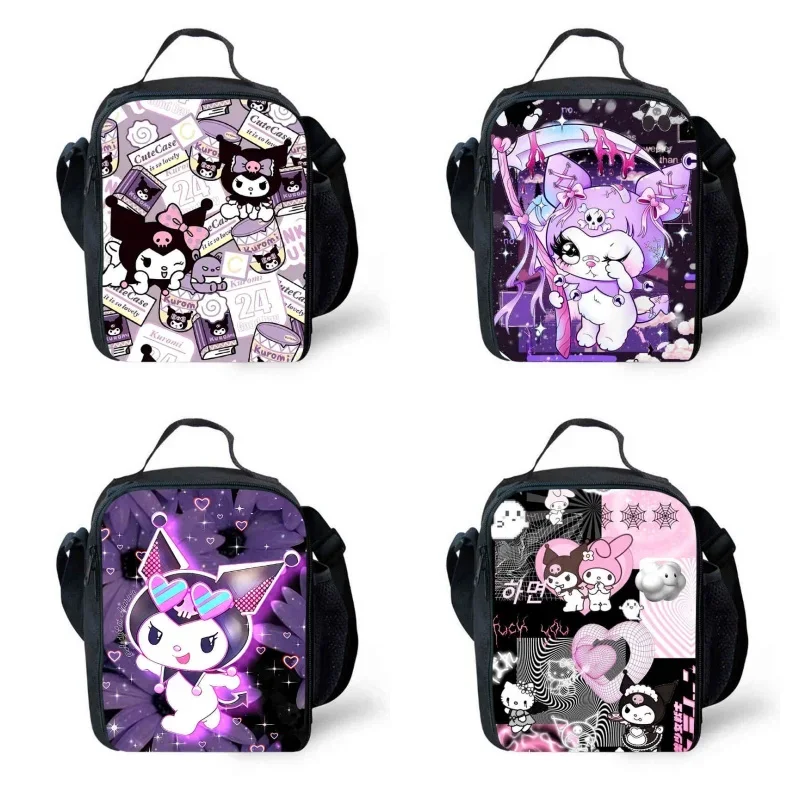 Kuromi Lunch bags for Child,Cartoon Kuromi School Picnic Bags for Girls Boys,Large Kids Cooler Bags for 4-10 years