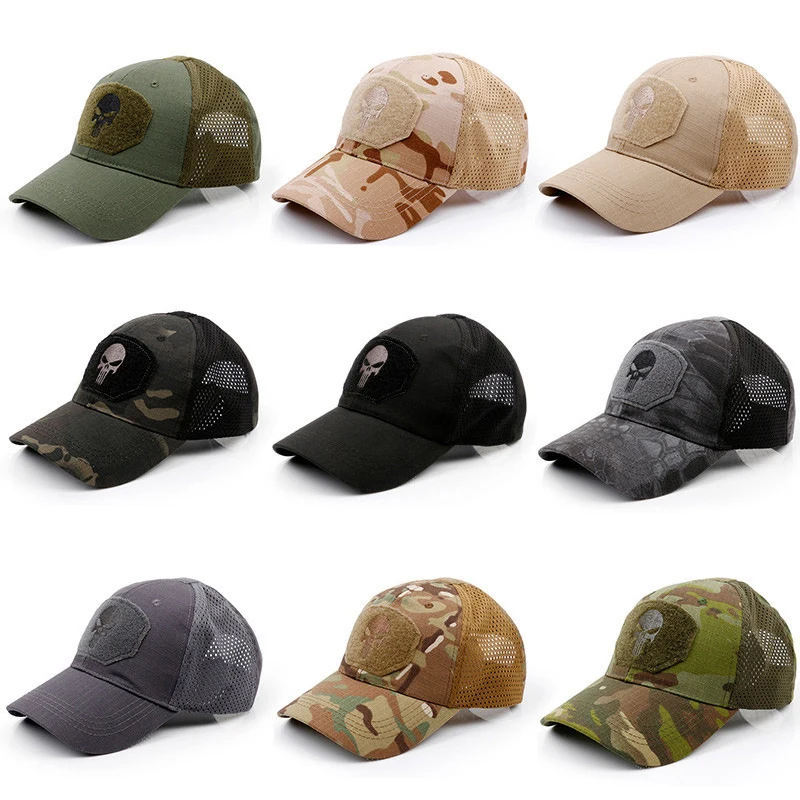 Casquettes de baseball tête de mort militaires pour hommes et femmes, chapeaux de soleil d\'été réglables, CamSolomon DulArmy Skip, Paintball