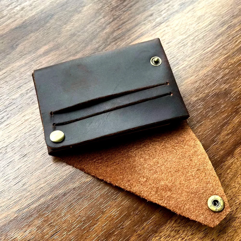 Ręcznie robione minimalistyczne etui na karty ze skóry Crazy Horse, skórzany portfel vintage dla mężczyzn, designerski uchwyt na karty kredytowe, portfel z prawdziwej skóry, retro cienki portfel — zdjęcie 5