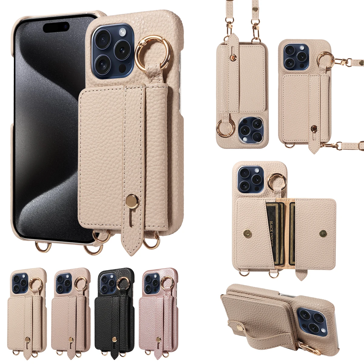 Leder-Handyhülle für iPhone 17ProMax 17Pro 17E 17 AIR Stilvolle Multifunktionale Schutzhülle mit Schlaufe, Reißverschluss und Geldbörse