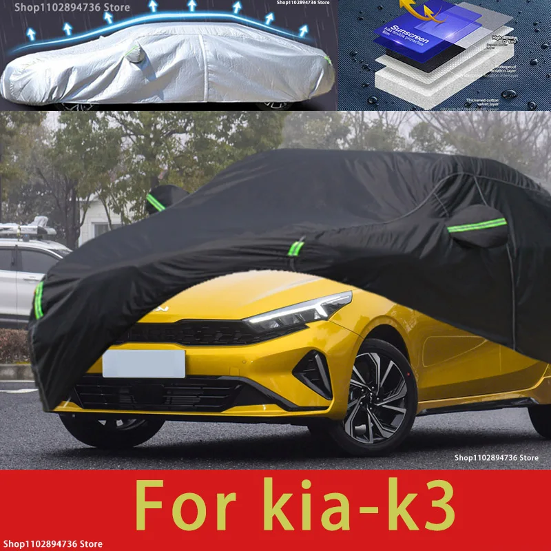 

For Kia K3 Fit Outdoor Protection Full Car Covers Snow Cover Sunshade Waterproof Dustproof Exterior black car cover