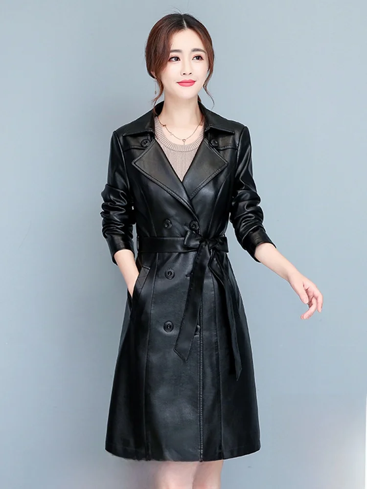 

Женская кожаная куртка из натуральной овчины Haining, весна-осень 2025, новая корейская версия, приталенная, средней длины