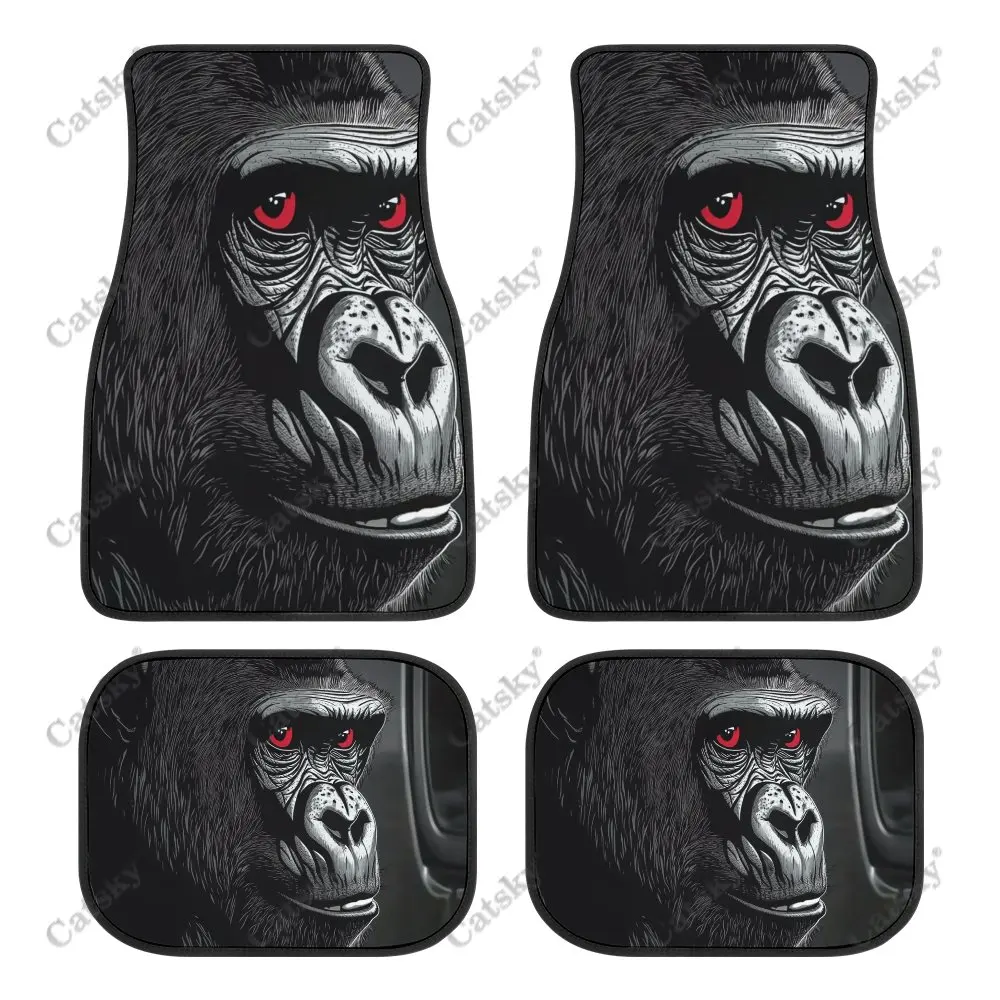 Red Eyed Gorilla Car Floor Mats 4-piece Front Rear Carpet Stain-resistant Complete Set Suitable for SUV Truck Interior Decor