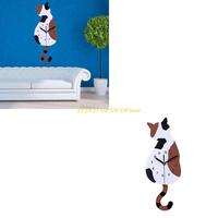 Silent for Cat Pendulum Wall Clock with Moving Tail Whimsical Funny Wall Clocks for Home Office Apartment Cafe Xmas Gift
