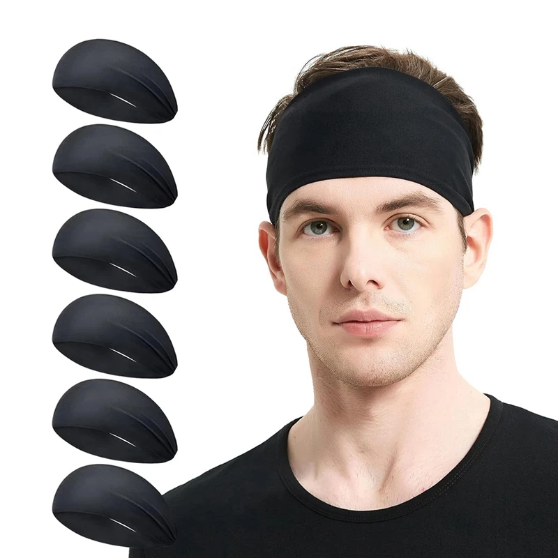 Running Headbands For Men 6 Pack, Mens Stretchy Headband For Football,Cycling,Basketball,Yoga