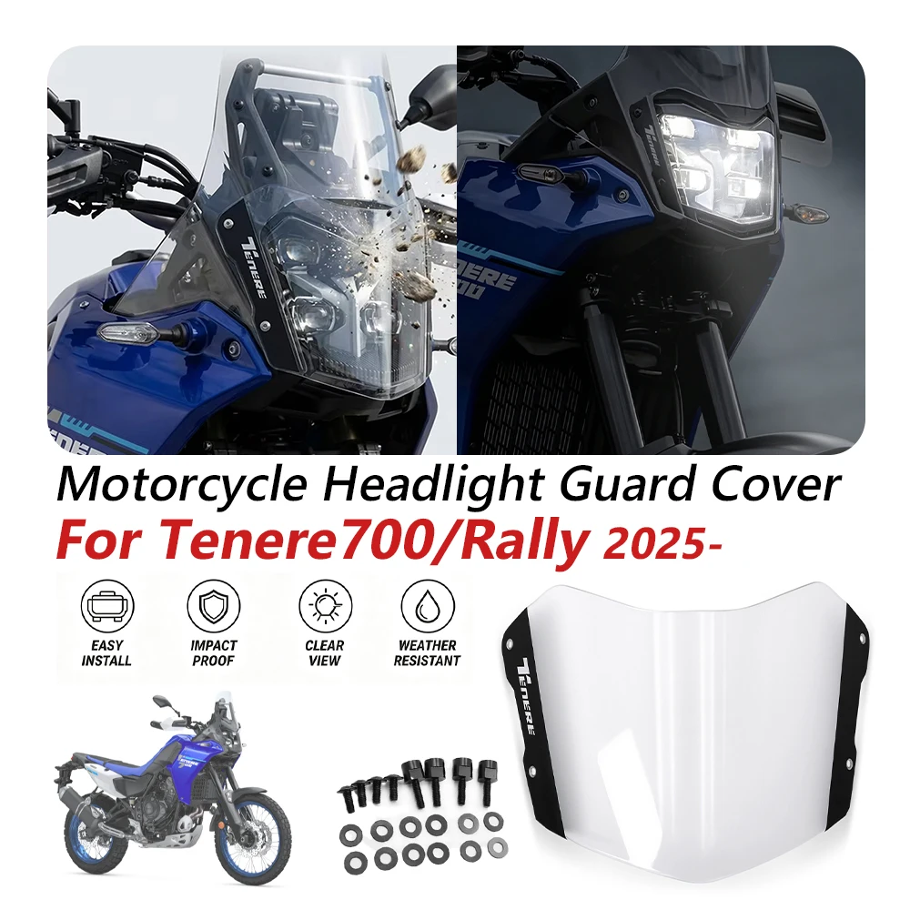 T700 Acrylic Head Light Cover For Yamaha Tenere 700 Tenere700 Rally T7 2025-2026 Motorcycle Lens Shield Clear Headlight Guard