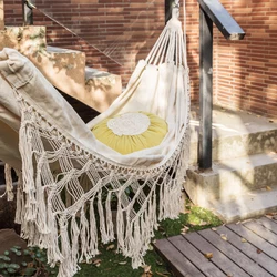 Hot Sale Hammock Chair Swing , Tassel Hanging Macrame Chair Cotton Canvas for Bedroom Indoor Outdoor