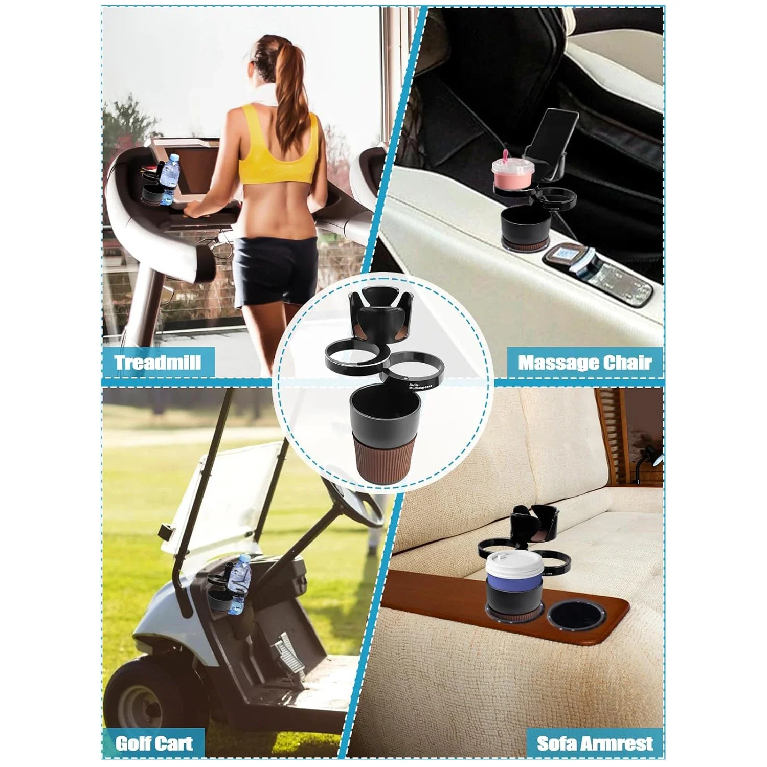 حامل أكواب السيارة متعدد الوظائف 3 في 1 360 درجة ° الدورية قابل للتعديل زجاجة ماء السيارة حامل المشروبات المنظم اكسسوارات السيارات #4