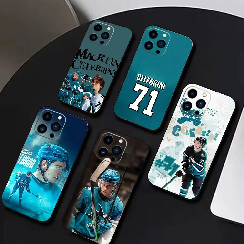 

Sharks Macklin Celebrini Phone Case For iPhone 16,15,14,13,12,17,Pro Max,Plus Silicone Black Case