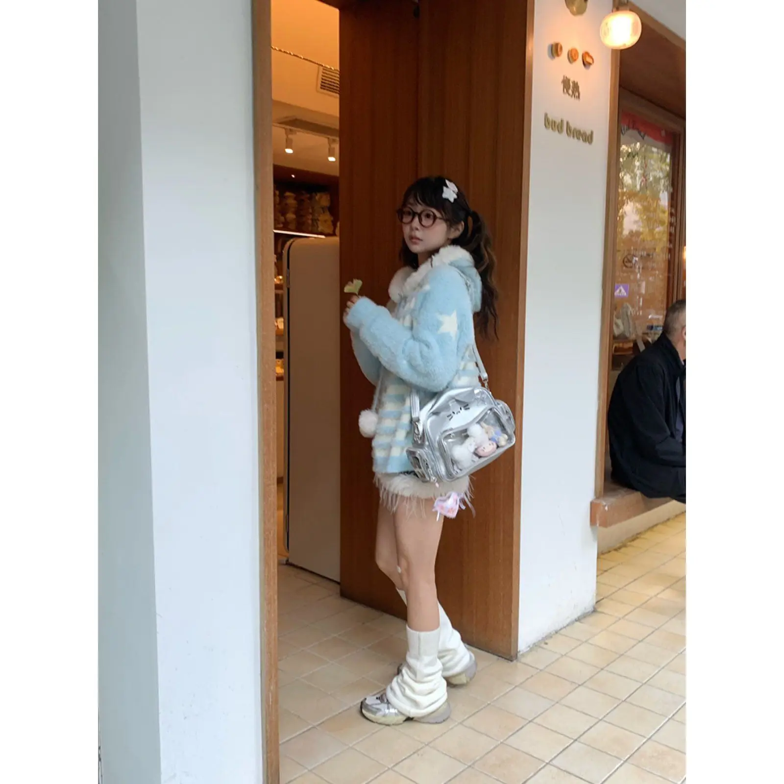 اليابانية Kawaii متماسكة سترة المرأة الحلو أنيقة Y2k المحاصيل القمم الإناث 2025 الخريف لون نقي أنيقة البلوز الملابس الكورية