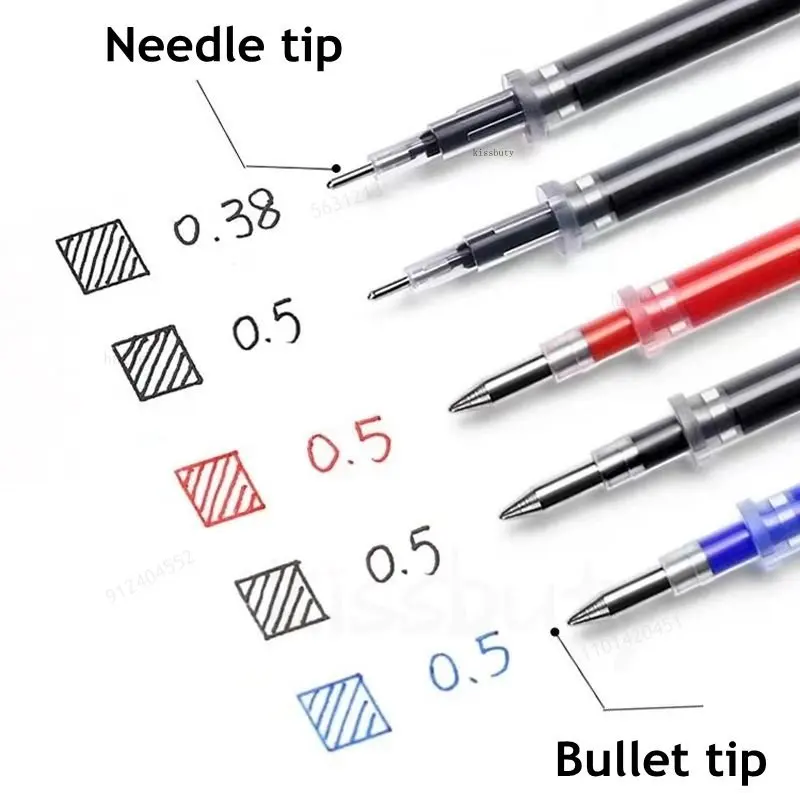 Bolígrafo de Gel de 10/12/20/22 piezas, tinta negra/azul, recambios de 0,38/0,5/0,7mm, varillas, suministros de papelería para la escuela y la Oficina