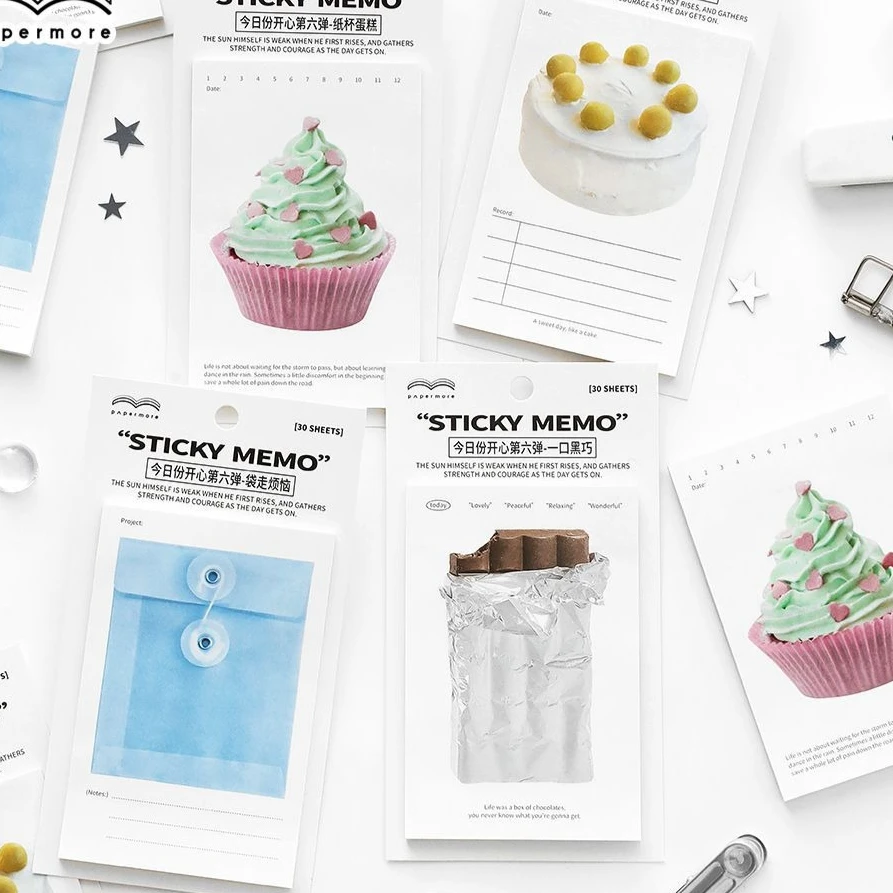 30Sheets Fruit Cake Special Shaped Sticky Notes Today's Sweet Series Ins Cute Memo Pads Kawaii Message Note Student Office
