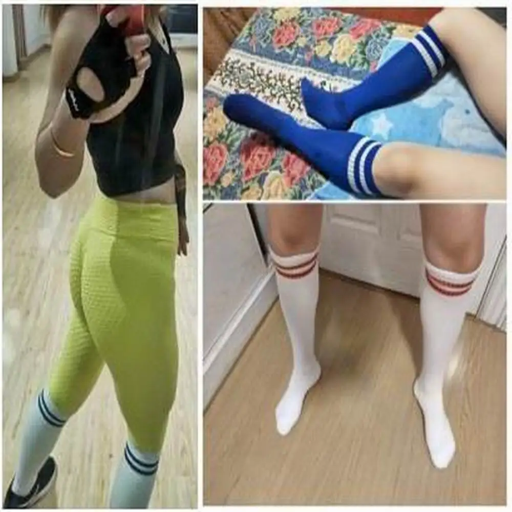 Calcetines deportivos hasta la rodilla para hombre y mujer, medias largas para fútbol, béisbol, fútbol, porristas, actuación en escenario, 1 par