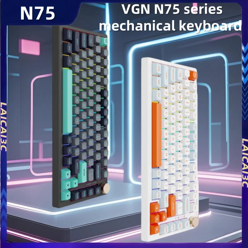 Vgn N75 Mechanical Keyboards Wired Tri-Mode 75% Arrangement Full Key Hot Swappable Gasket Structure Customized Gaming Keyboards