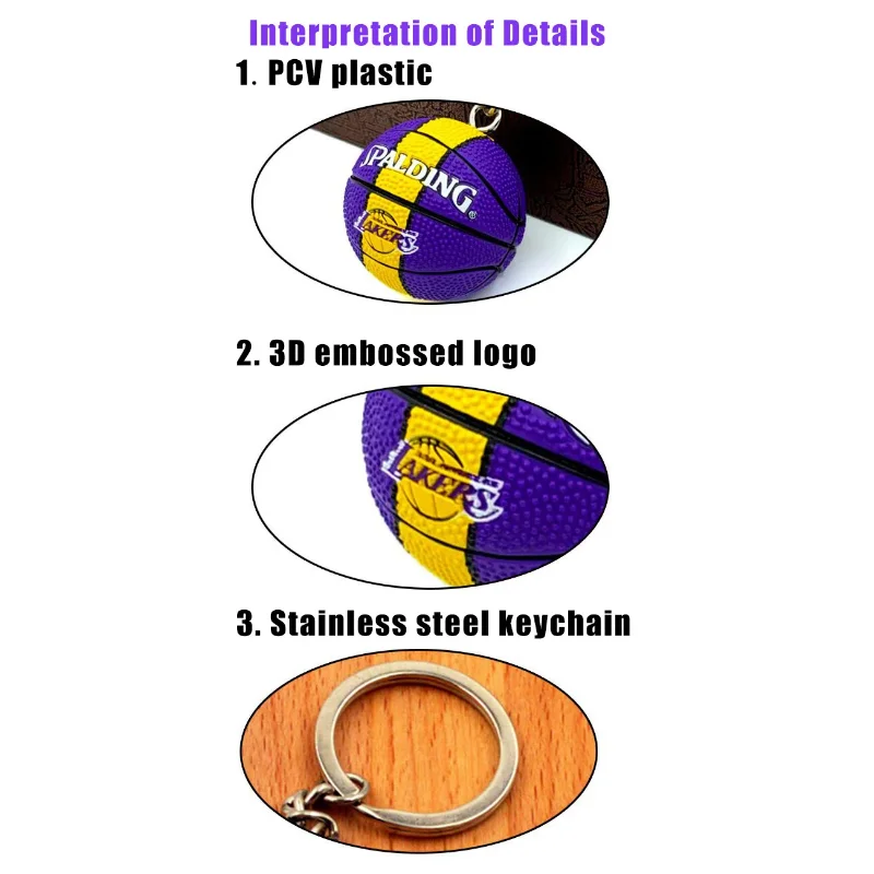 Basketball Keychain Star Name Souvenir Keyring Bag Pendent Rubber PVC Match Ball Sport Fans Collectible Gift for Men Friends